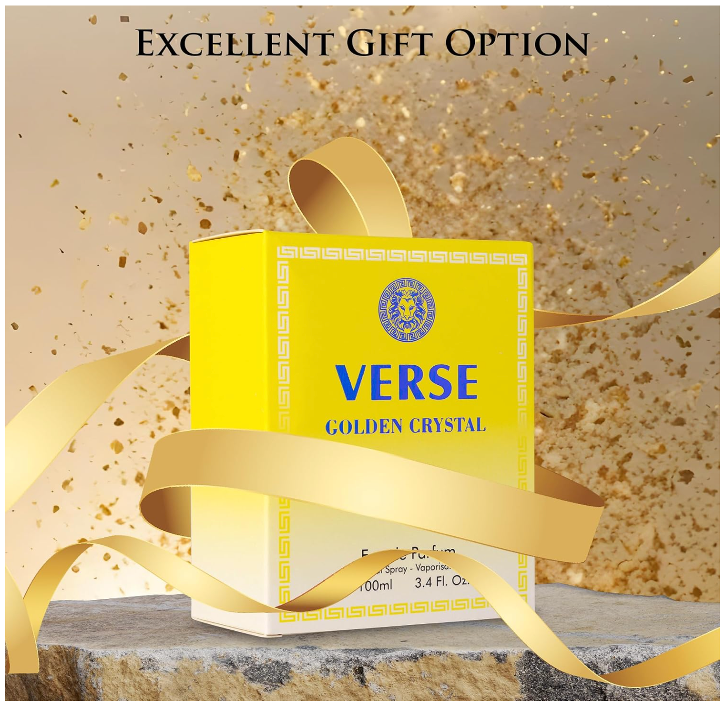 Verse Golden Crystal Eau de Parfum for Women 3.4 fl oz / 100 mL – Long Lasting Women's Fragrance