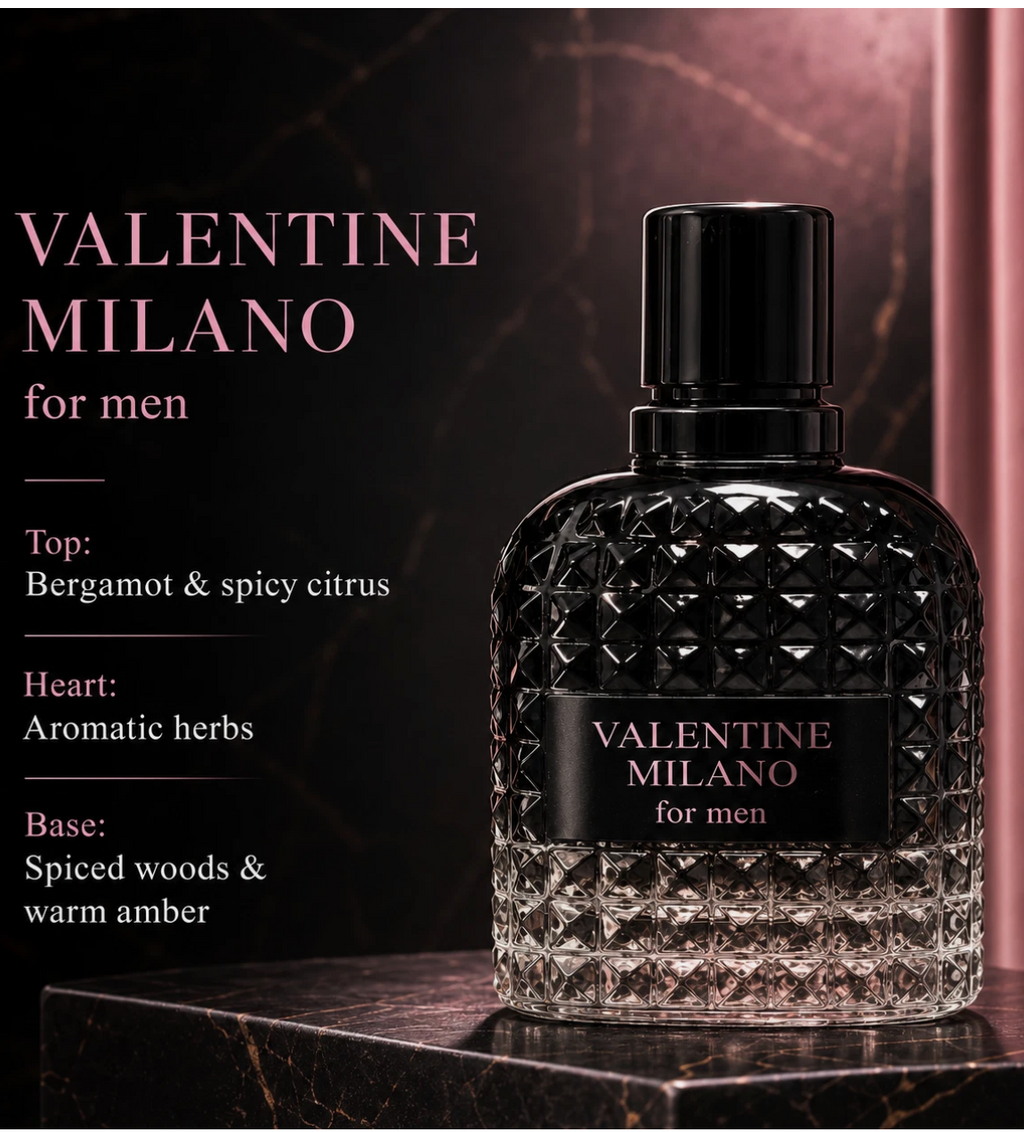 Valentine Milano Eau de Parfum for Men 3.4 fl oz / 100 mL – Long Lasting Men's Fragrance