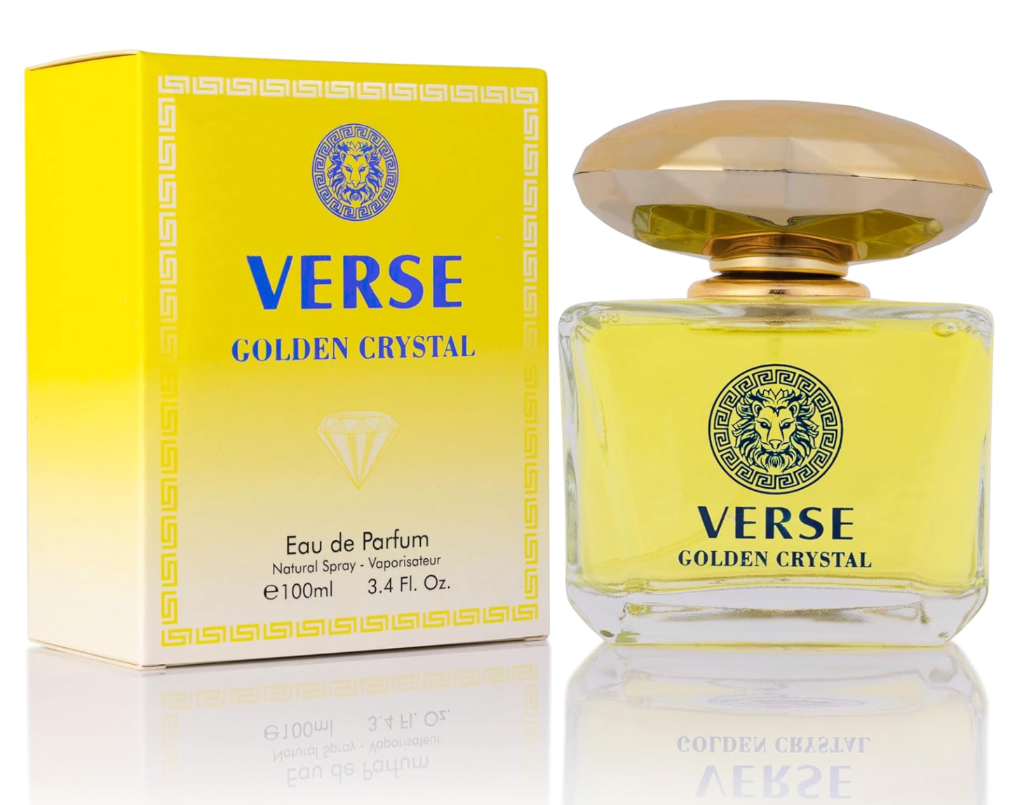 Verse Golden Crystal Eau de Parfum for Women 3.4 fl oz / 100 mL – Long Lasting Women's Fragrance