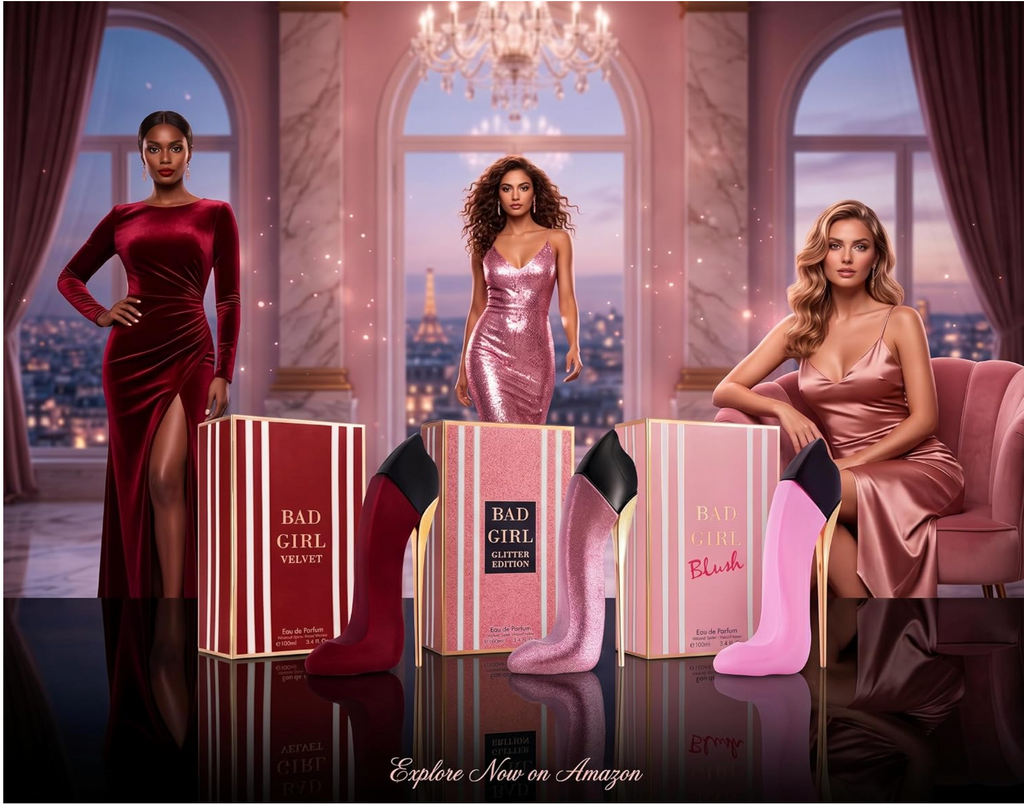 Bad Girl Perfume Collection for Women – Velvet, Glitter Edition & Blush Eau de Parfum 3.4 oz / 100 mL