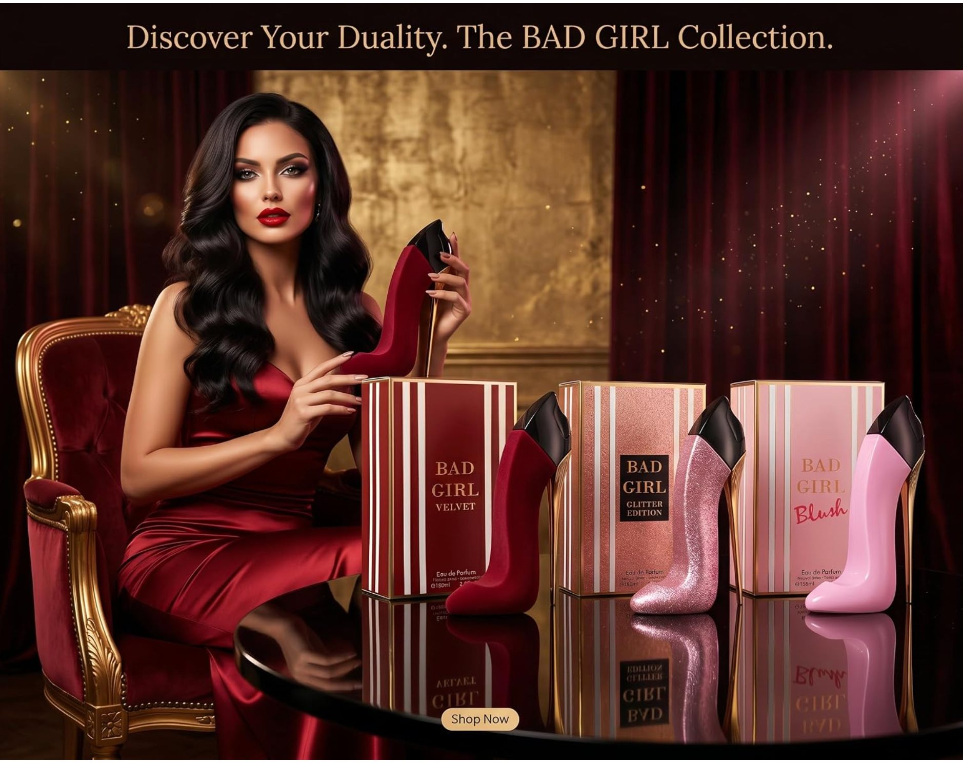 Bad Girl Perfume Collection for Women – Velvet, Glitter Edition & Blush Eau de Parfum 3.4 oz / 100 mL